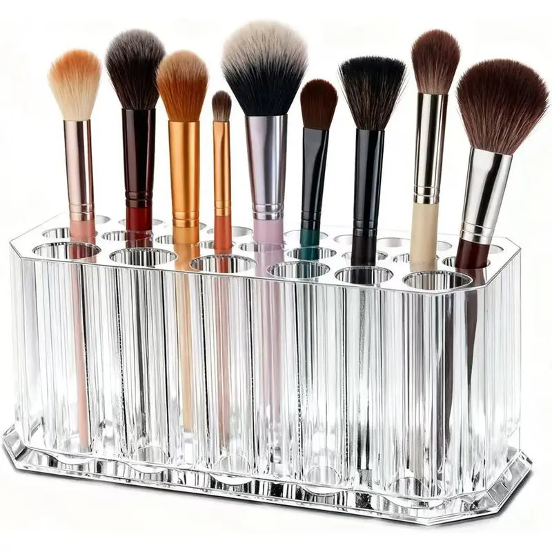 Clear Acrylic Makeup Organizer with 26 Slots, Lipstick, Lip Gloss, Eyeliner, Lip Liner and Brush Holder for Vanity, Dresser, Bathroom Countertop