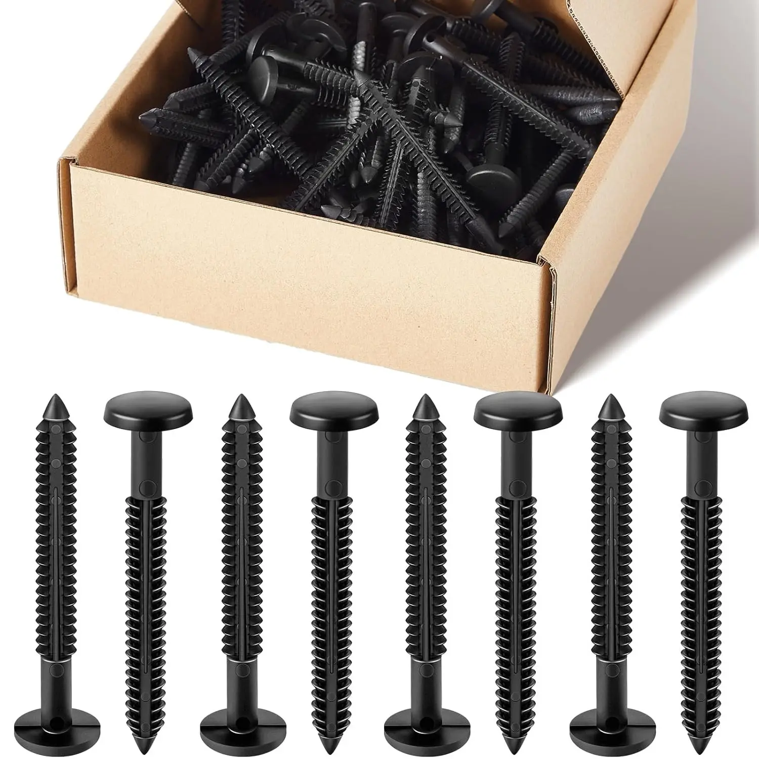 Blulu 18-Piece 3in Black Vinyl Shutter Fasteners - Reverse Barb, UV Resistant Window Panel Lok Pins, Pegs, Screws, Spikes with Secure Hold Anchors