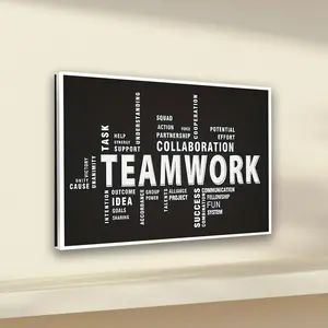 Inspirational Quote Canvas Wall Art Modern Home Decor Office Poster, Framed, 1 Piece, Teamwork, Canvas Wall Art