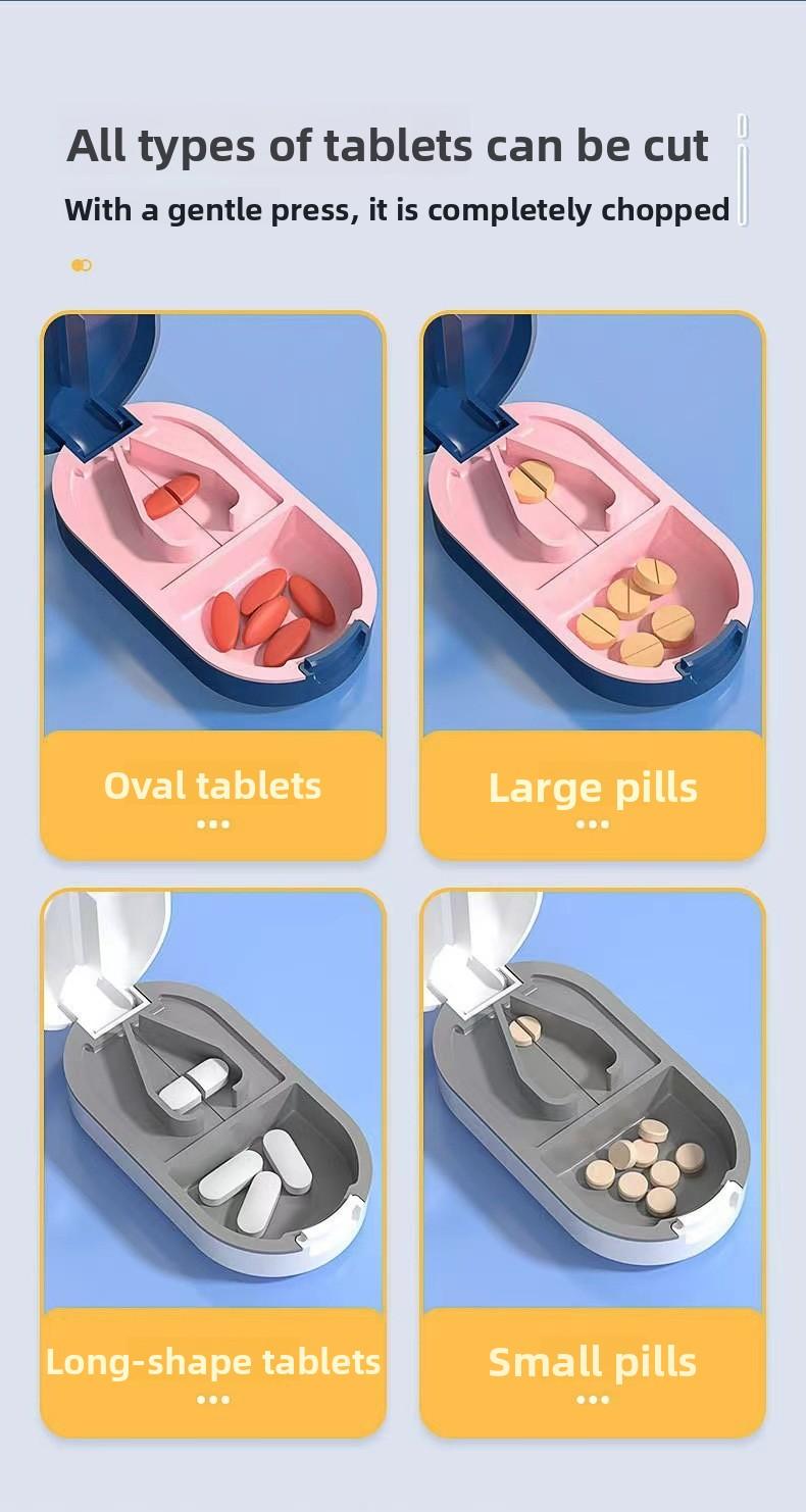 New Pill Cutter Universal Pill Box Cutting Tablet Tool Pill Splitter One-to-Two Portable Moisture-Proof
