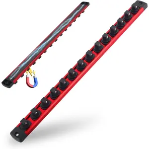 Hardware Tools 2026 New Magnetic Socket Rail,3/8 Inch Drive Car Socket Organizer with 14 Swivel Clips,High-Strength Magnetic Sockets Holder for Tool Box Drawer,Wall & Truck Mounting
