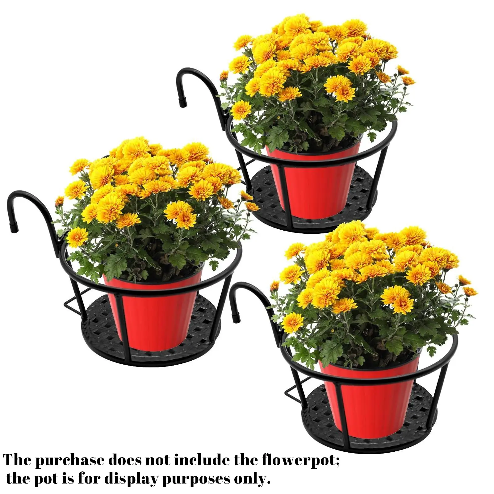 Multiple Iron Hanging Flower Pots Rack, Hooked Planter Holder, Outdoor Plant Hanger, Balcony & Patio Decor, Succulent & Greenery Planter Stand