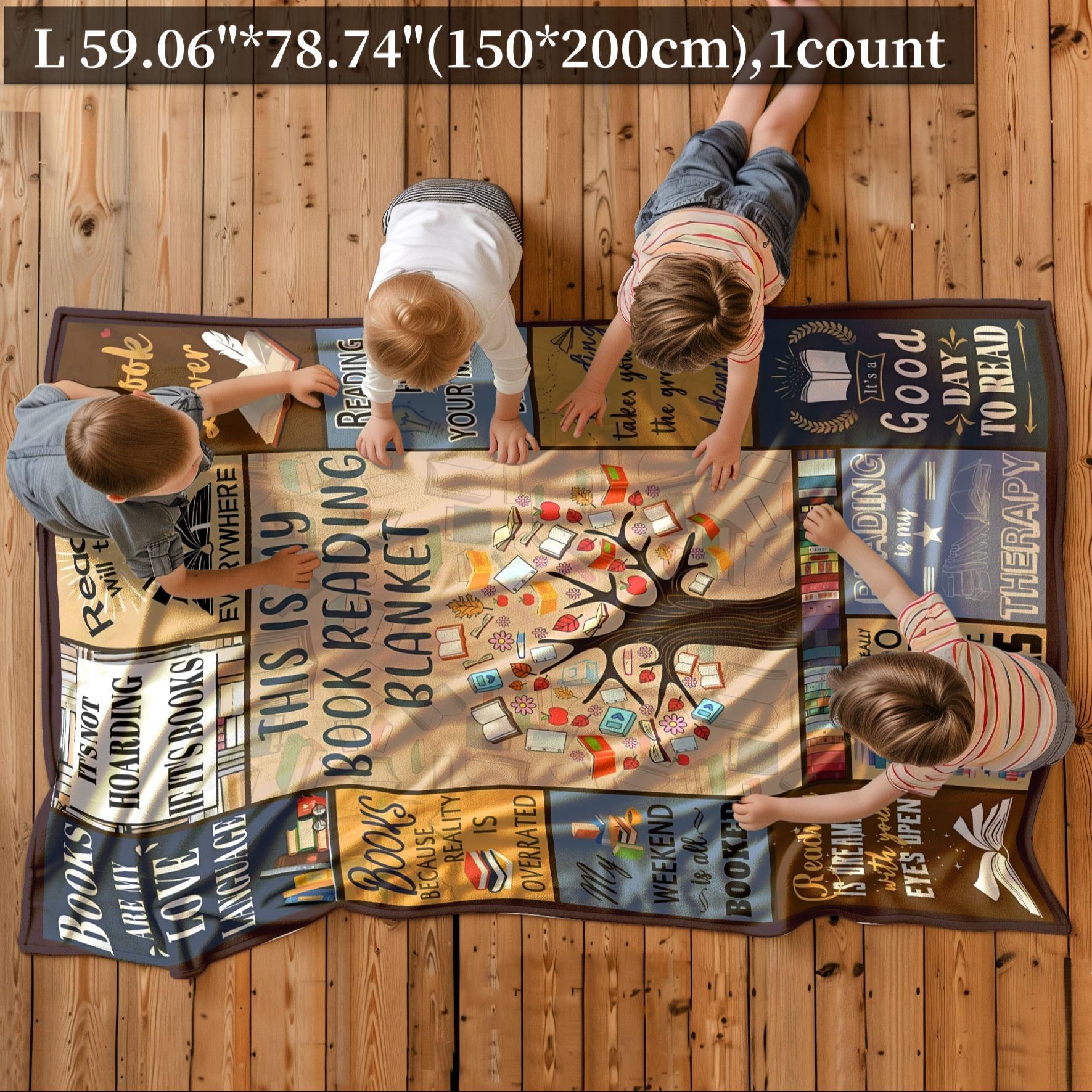 Book Themed Blanket, Soft Throw Blanket, Air-conditioned Room Blanket, Warm Nap Blanket, Blanket Gifts for Home Office Travel Camping