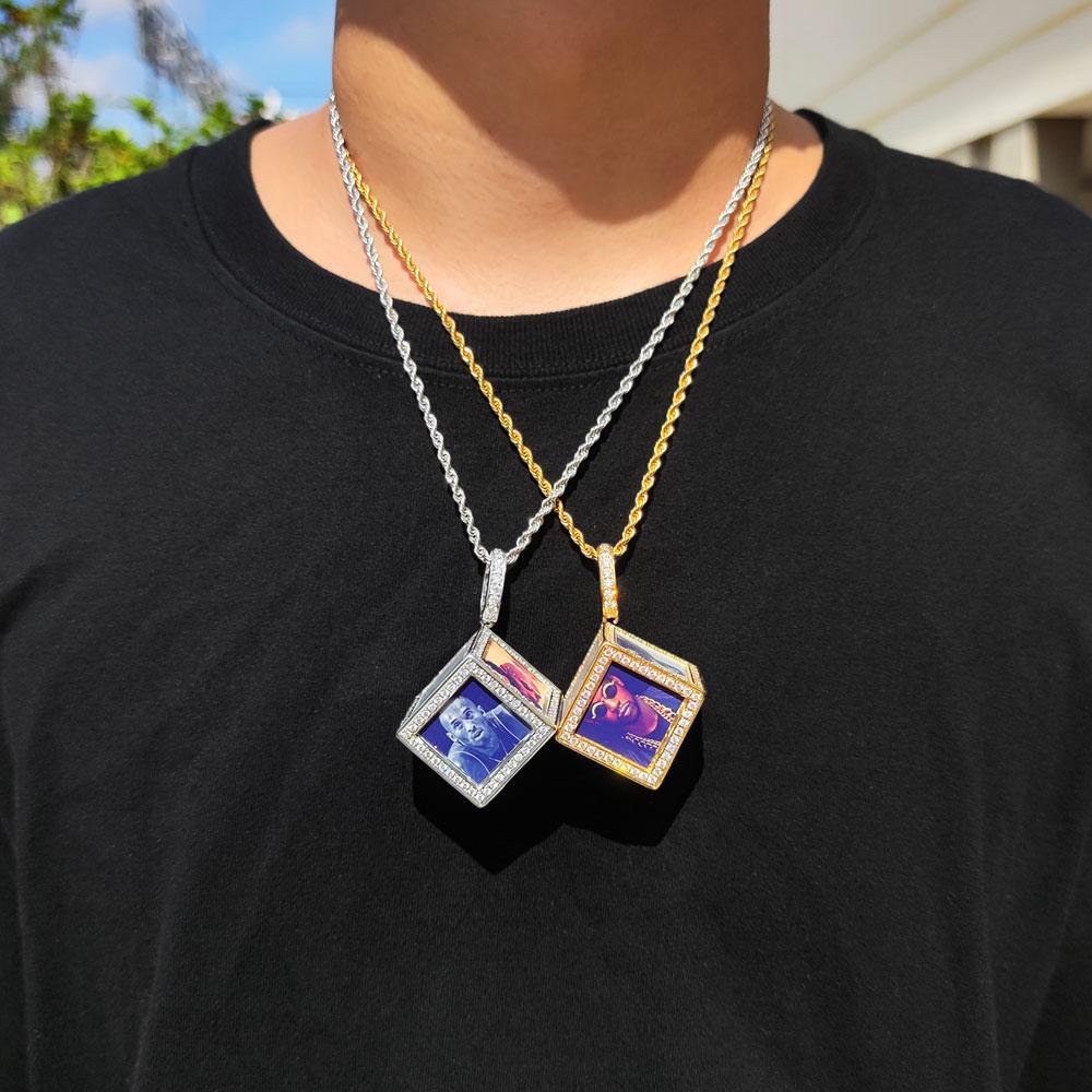 CARÁTIX - Hip Hop Personalize Pictures Jewelry Custom Memory Six-Side Cube Photo Pendant For Necklace GiftsValentine's Day Gift for Men & Girls & Boys Mothers' Day Gift #Springtok