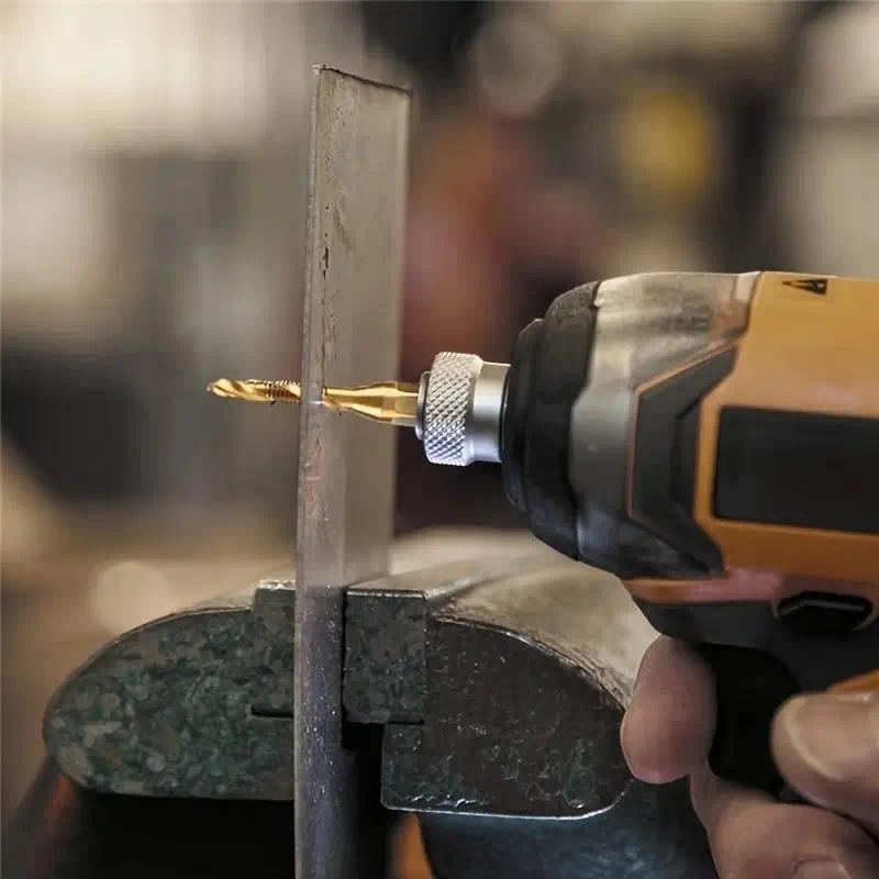 New 6 Pack Titanium Coated Drill and Tap Set Professional Thread Tap Drill Bit Set with 1/4" Hex Shank for Woodworking & Metalworking