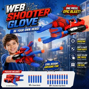 Hero Foam Wrist Launcher Toy Set, Includes 2 Launchers, 30 Soft Bullets, 2 Pairs of Gloves, Outdoor Shooting Game, Kids' Multi-Player Toy