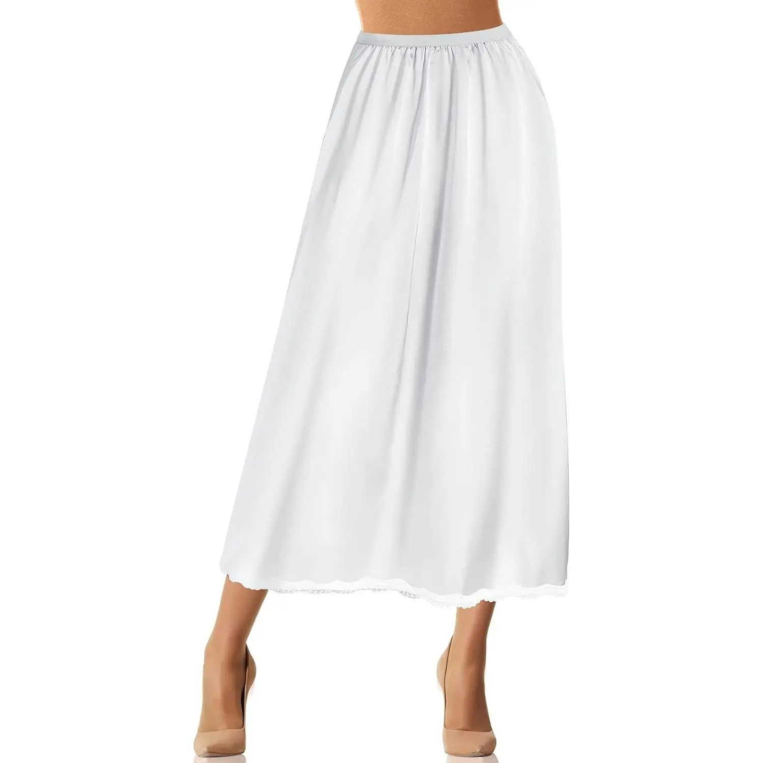 22/30/36in Women's Satin Half Slip Lace Underskirt Skirt Slip for Dresses Lingerie Skirt
