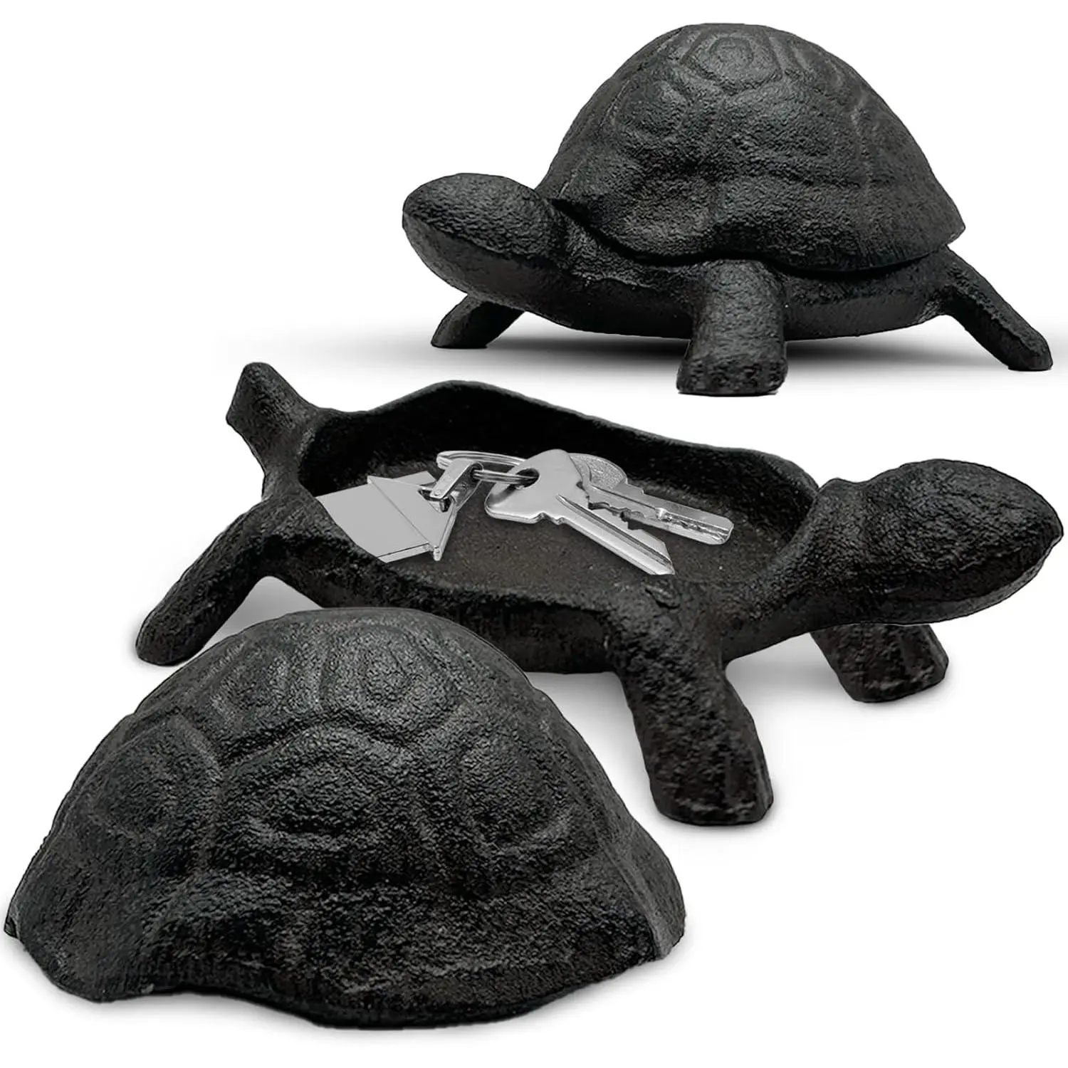 Cast Iron Turtle Key Hider - Outdoor Hidden Key Holder, Decorative Garden Statue, Secret Hiding Spot for Spare Keys, Discreet and Durable Hide-a-Key Solution, Ideal for Home, Yard, and Patio