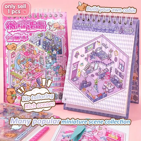 Micro Scene Combination Book Set, Unique Scene Stickers, Unique Creative Storytelling Tool for Imaginative Play, Ideal for Children's Learning and Development Sticker Sheets, Scrapbook Materials, Scrapbook Accessories, Scrapbook Supplies