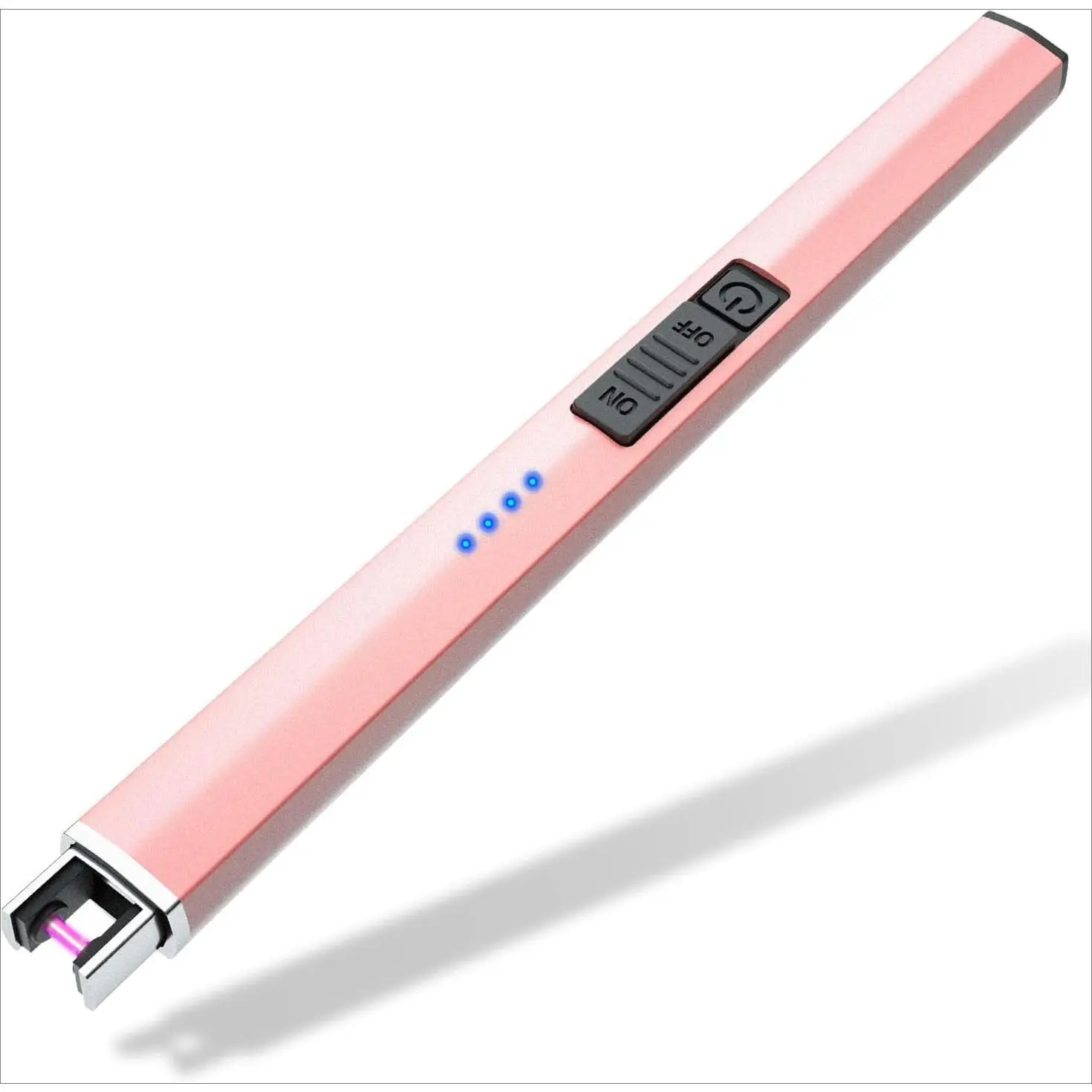 Electric Candle Lighter - USB Rechargeable, Windproof, Flameless Plasma Arc, Safety Switch, Odourless Portable Rechargeable Electronic Outdoor Lighter for Easter Basket Stuffers (Rose Gold), Windproof Portable Lighter