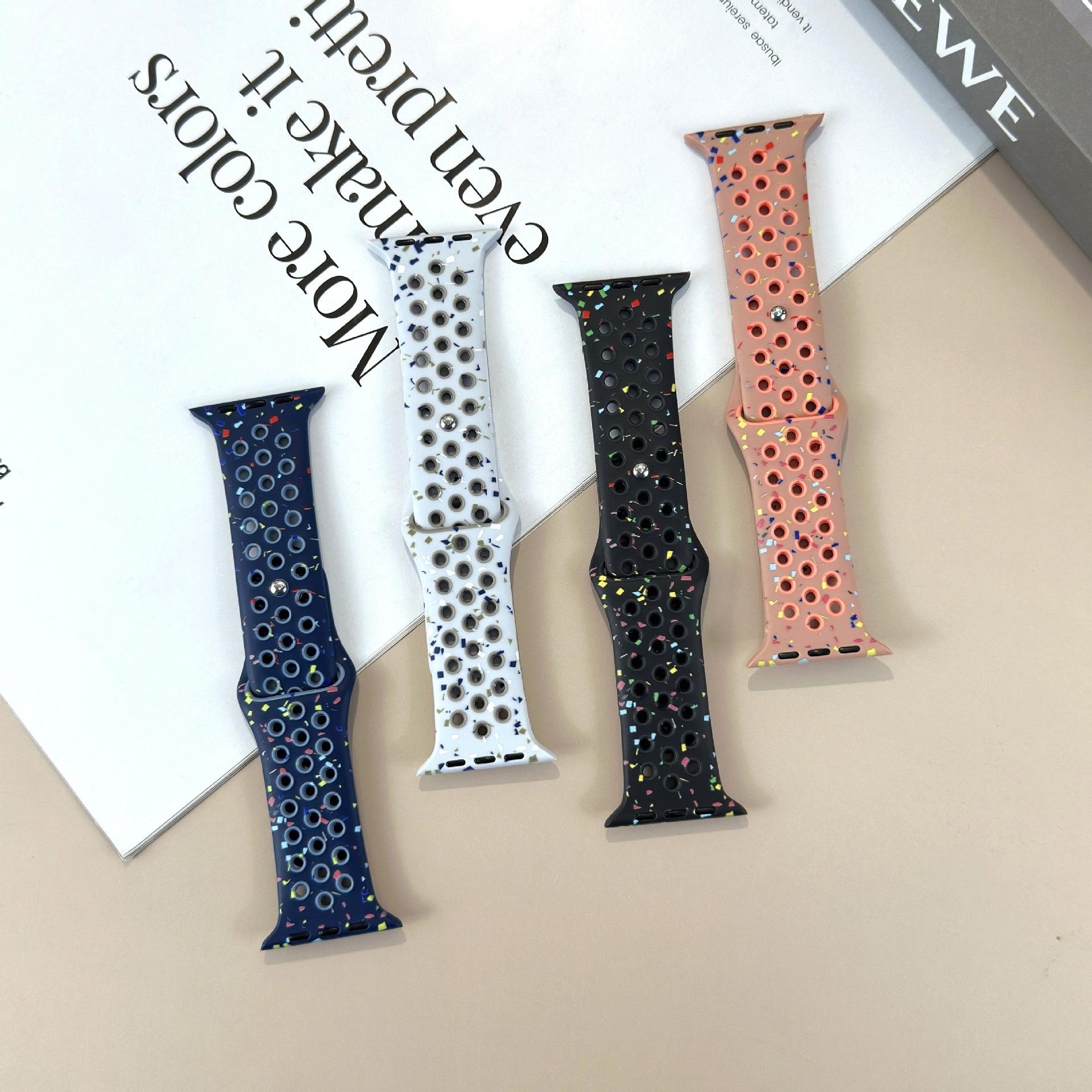 Colorful Dual-Color Silicone Watch Band, Dot Pattern Soft Waterproof Sport Replacement Strap for Smart Watch, Skin-Friendly Breathable Silicone Wristband for Men Women