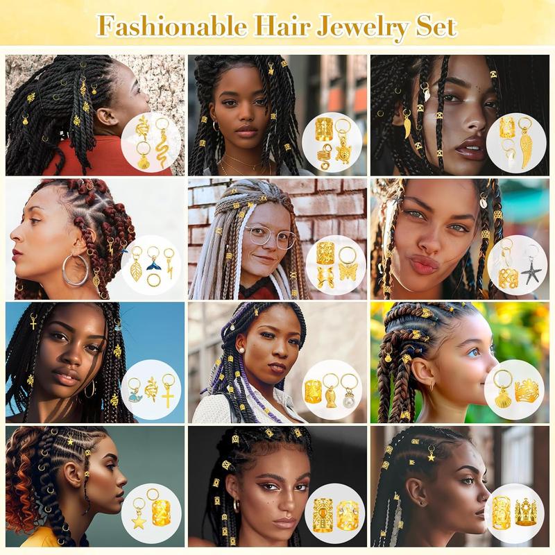 255 count  Hair  for Braids, 38 Styles Loc  Hair Charms for Women Men, Metal  Hair Cuffs Rings Clips for Dreadlock Accessories Hair Braids  Decorations()