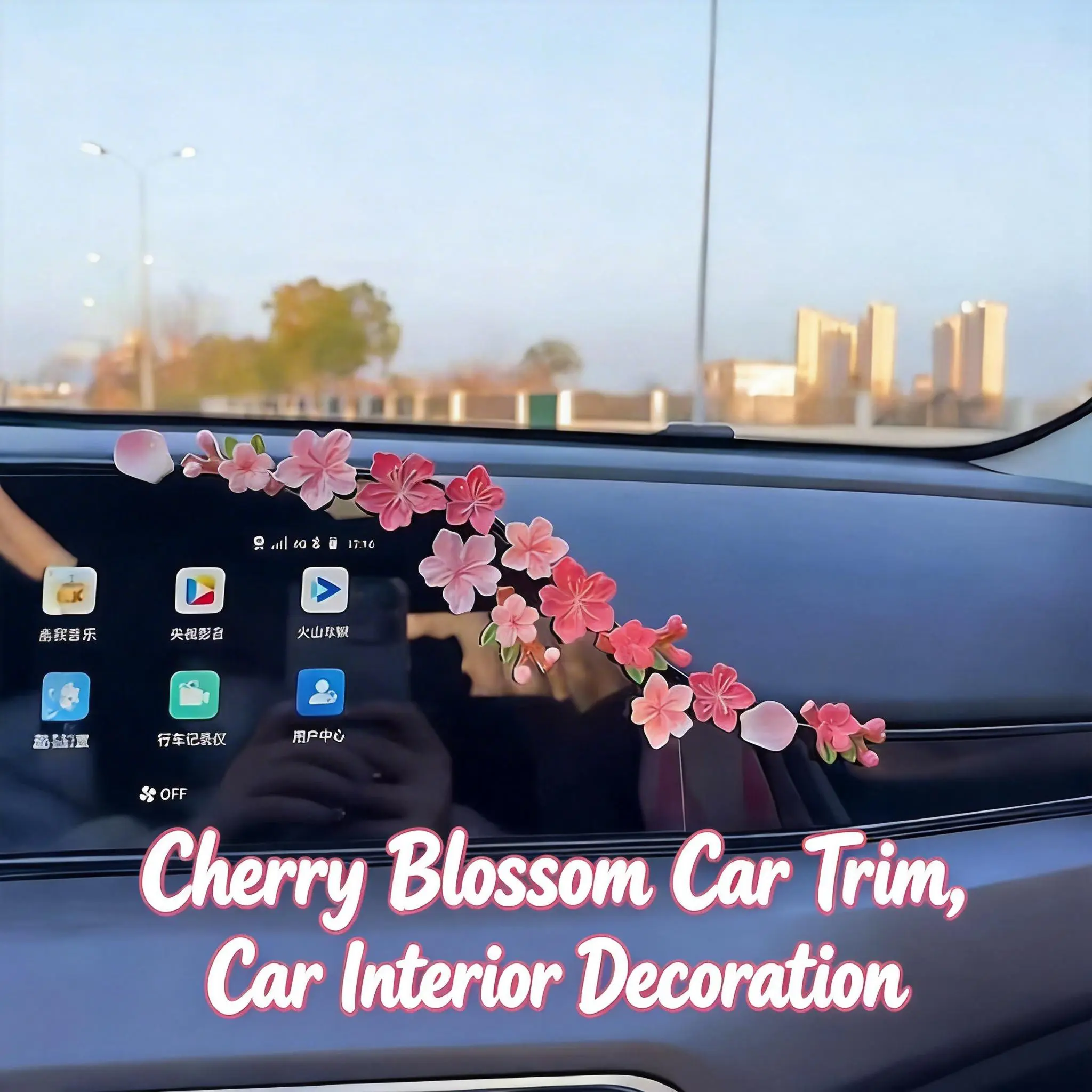 Cherry Blossom Car Trim for Interior Decoration - Enhance Your Car's Aesthetic with Floral Design