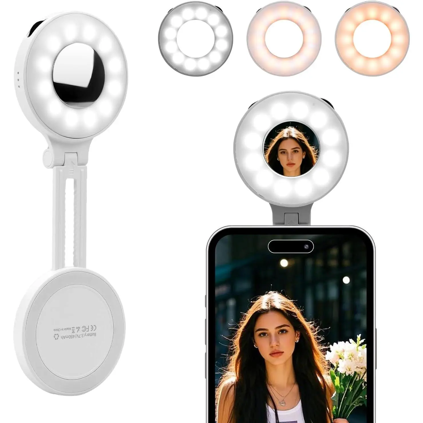 Selfie Light for MagSafe, LED Ring Fill Light for , Portable Rechargeable Clip  Light for Selfie, , Video Conference, White