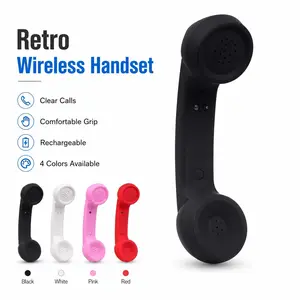 Vintage Bluetooth-compatible External Phone Earpiece, Wireless Retro Telephone Receiver, Rechargeable Microphone with Speaker, Volume Control, for Smartphones, Tablets, Laptops