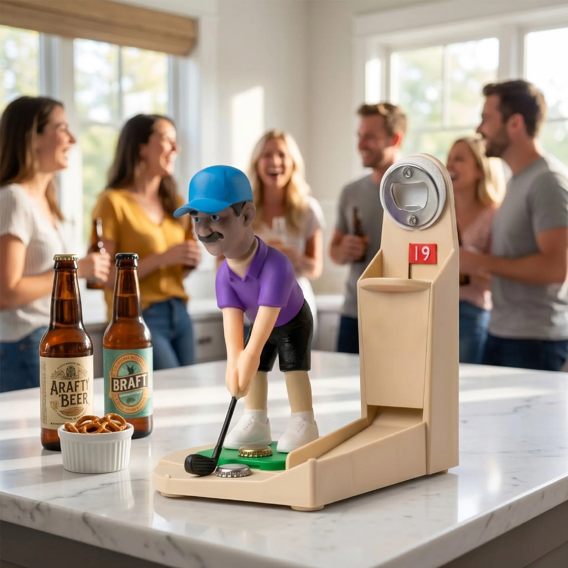 3D Printed Golf Bottle Opener, Beer Bottle Opener Decor, Casual Home Party Ornament, 3D Print Sculpture, Perfect Gift Idea, Decorative Bottle Opener