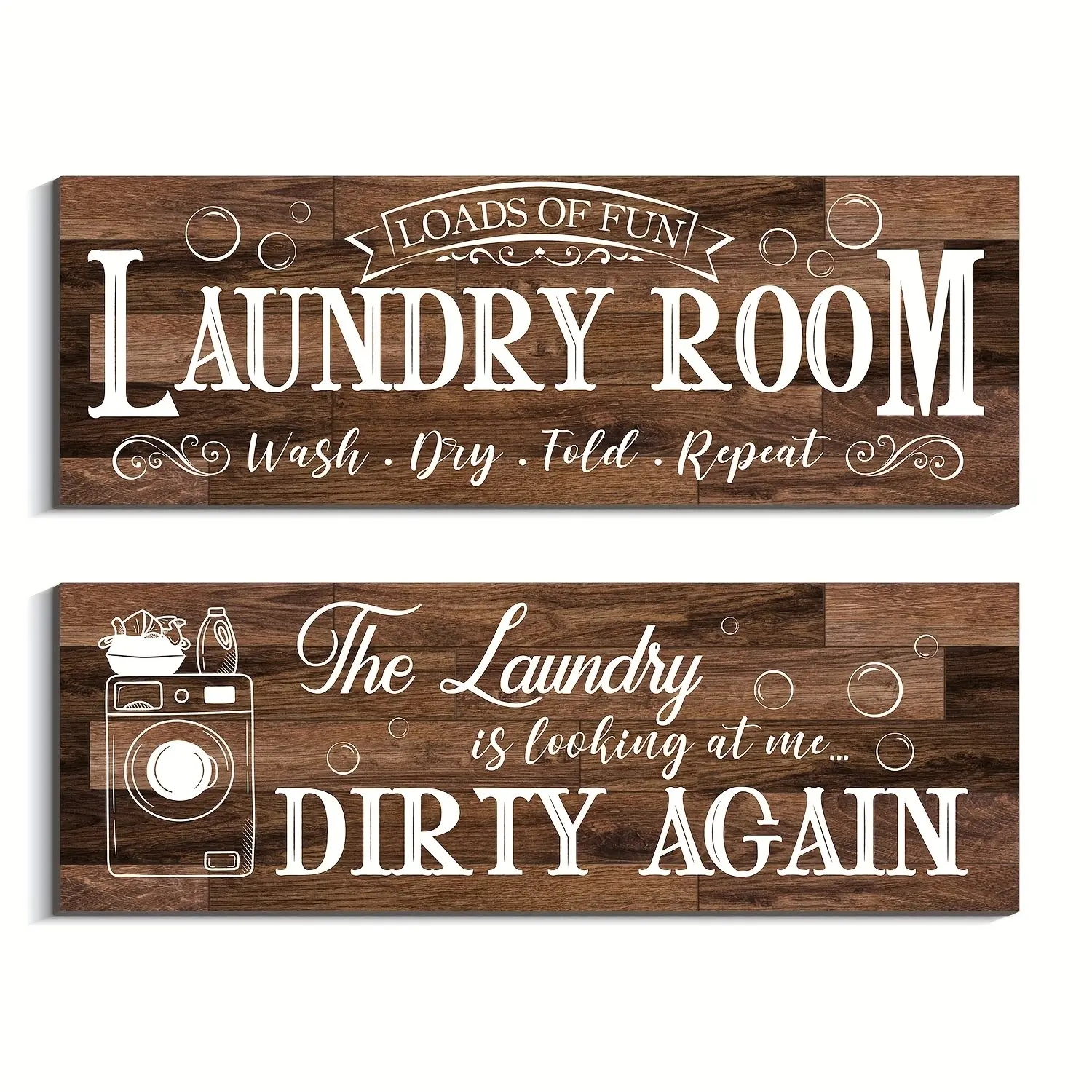 2pcs Wooden Laundry Sign Wall Decor Plaque, Funny Laundry Room Rules Decoration, Country Home Wood Sign Hanging Plate, Suitable for Laundry and Bathroom Wall Decoration, Laundry Signs Wall Decor