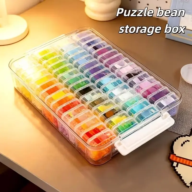 Large Box with 60 Small Compartments for Multi-Functional Storage of Beads Jewelry and Nail Art Supplies, Transparent Dust-Proof Organizer for Craft and Small Parts