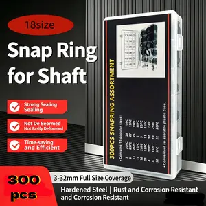 300pcs Opening Retaining Ring Set Box, 18 Sizes C-Type External Springs, Suitable for Bearing Positioning, Industrial Hardware Tools