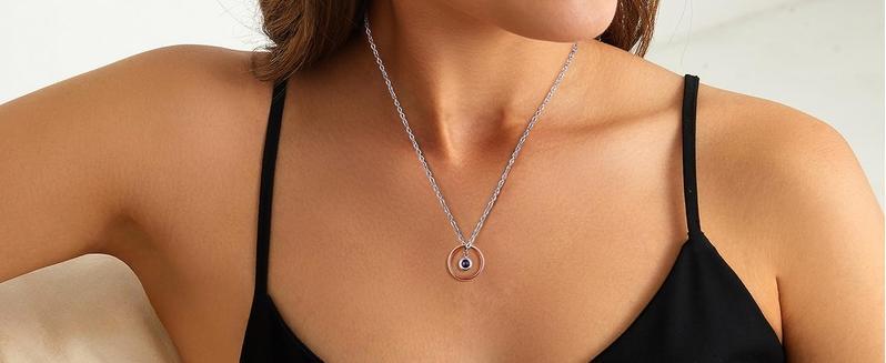 Matching Stainless Steel Pendant Necklace Set for Couples Daily Wear Jewelry with Promise Ring Design Coordinated Style for Men Women