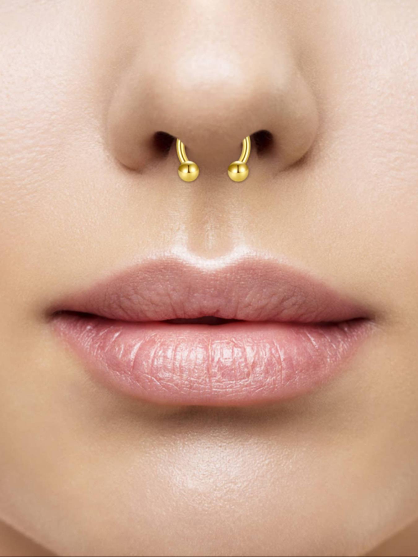 8pcs Classic Fashionable Stainless Steel Circular Horseshoe U-shaped Nose Ring, Septum Ring, Cartilage Earring, Lip Ring, Eyebrow Ring, Inner Diameter 6mm, 8mm, 10mm, 12mm, Fashion Body Jewelry