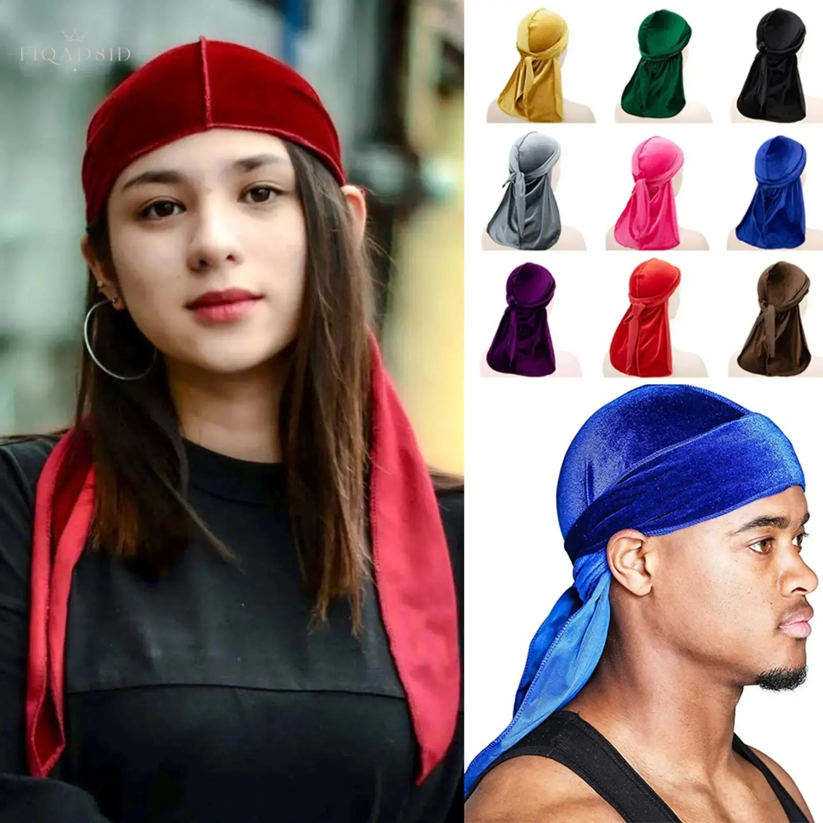 Velvet Durag With Silky Inner Lining, Extra‑Long 40 Inch Tie Tails 360 Wave Compression Head Wrap, Flexible Unisex Velvet Headscarf, Street‑Style Head Cover For Daily Wear, Hip‑hop Outfits, Cycling And Outdoor Activities
