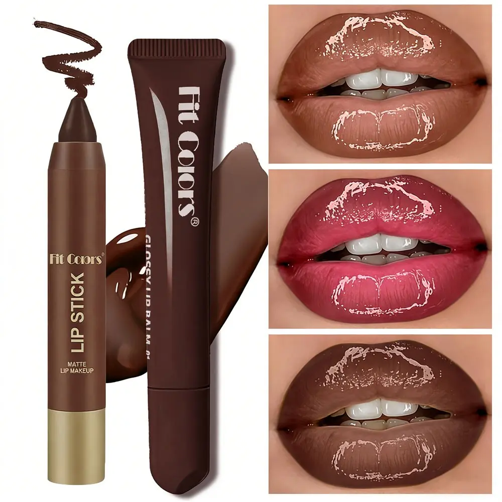Fit Colors Matte Lip Liner and Moisturizing Lip Oil Set, Lip Product for Easy Lip Line Definition with a Natural Nude Glossy Finish, Perfect Holiday Gift