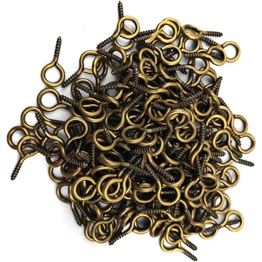 Rustproof Zinc Alloy Screw Eye Hooks, 6x13mm Bulk Pack of 200 Multipurpose Nails Pins Bails for DIY Jewelry Making, Home Organization Supplies