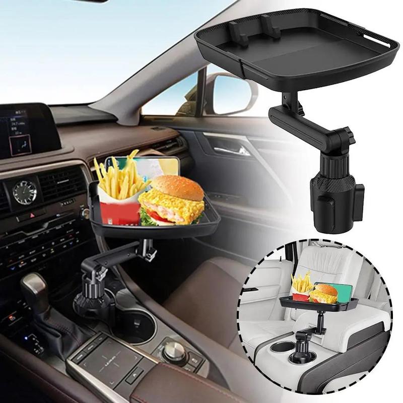 360° Rotatable Car Holder, Car Cup Holder, Multifunctional Car Cup Holder, Small Table Stand for Beverage and Food, Vehicle, Automotive