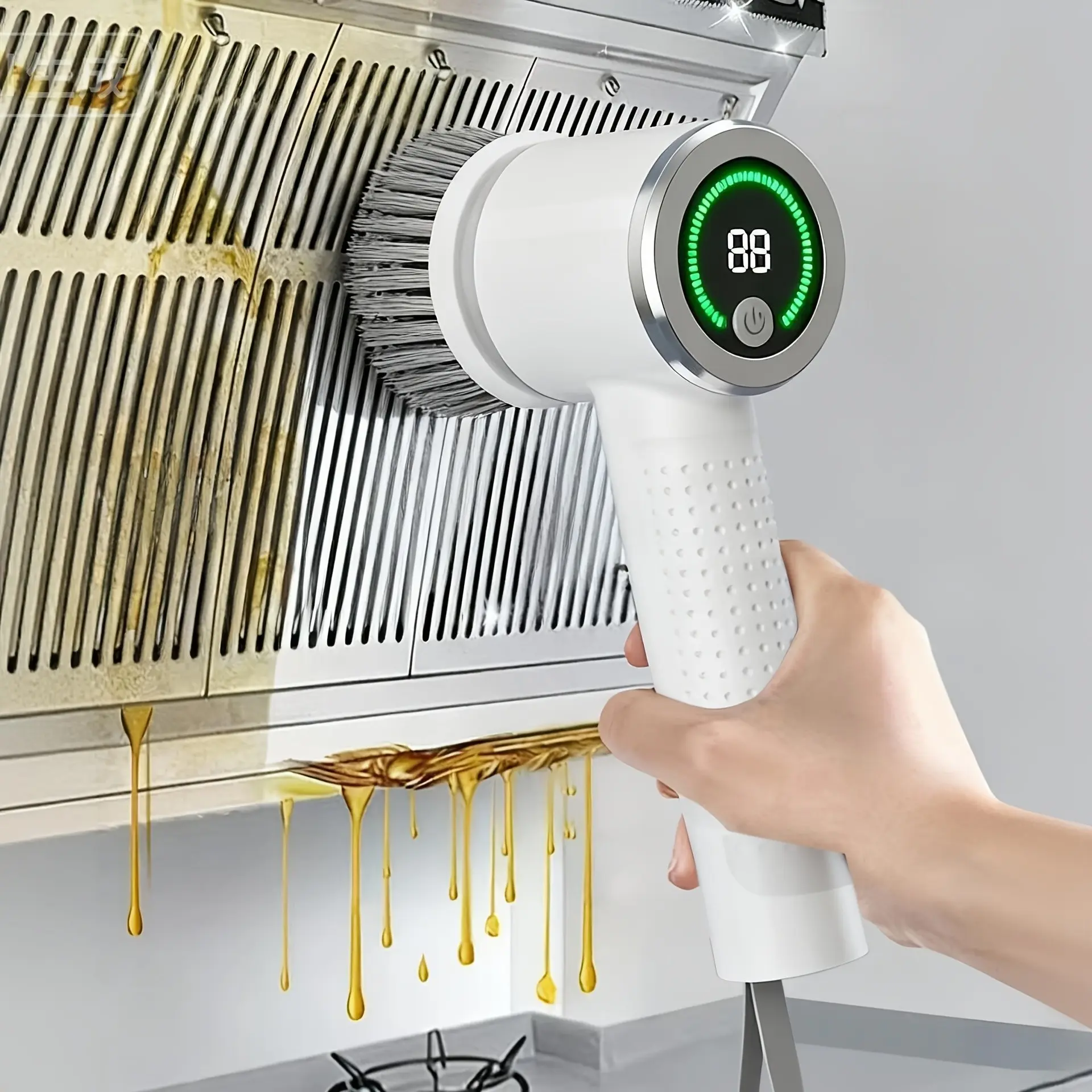 Portable Electric Rotating Cleaning Brush, Durable Rechargeable Spin Scrubber, Cleaning Gadgets, Handheld Cleaning Brush, LED Display Cordless Cleaner, Cordless Power Scrubber, 2 Speed, 6 Replaceable Heads, Short Design, Kitchen Bathroom Floor Car Tile