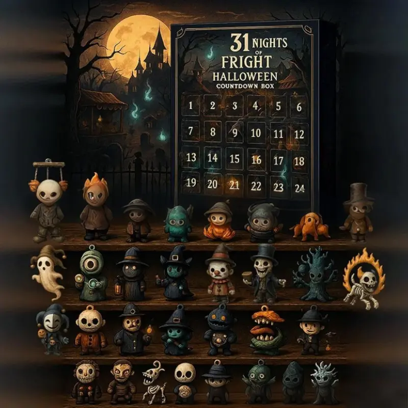 2026 Halloween Countdown Calendar Set, 31 Night Horror Theme Countdown Gift Box, Mini Terror Doll Surprise Blind Box, Halloween Decor for Collectors
