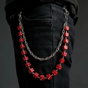 Double Layer Acrylic Dice Pants Chain, Dual-Use Hip Hop Waist Chain for Jeans Rock Punk Unisex Jewelry