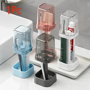 1 piece vertical simple toothbrush holder, household dental cup and toiletry storage box, suitable for toothbrush and toothpaste storage, Bathroom Accessory, Home Goods