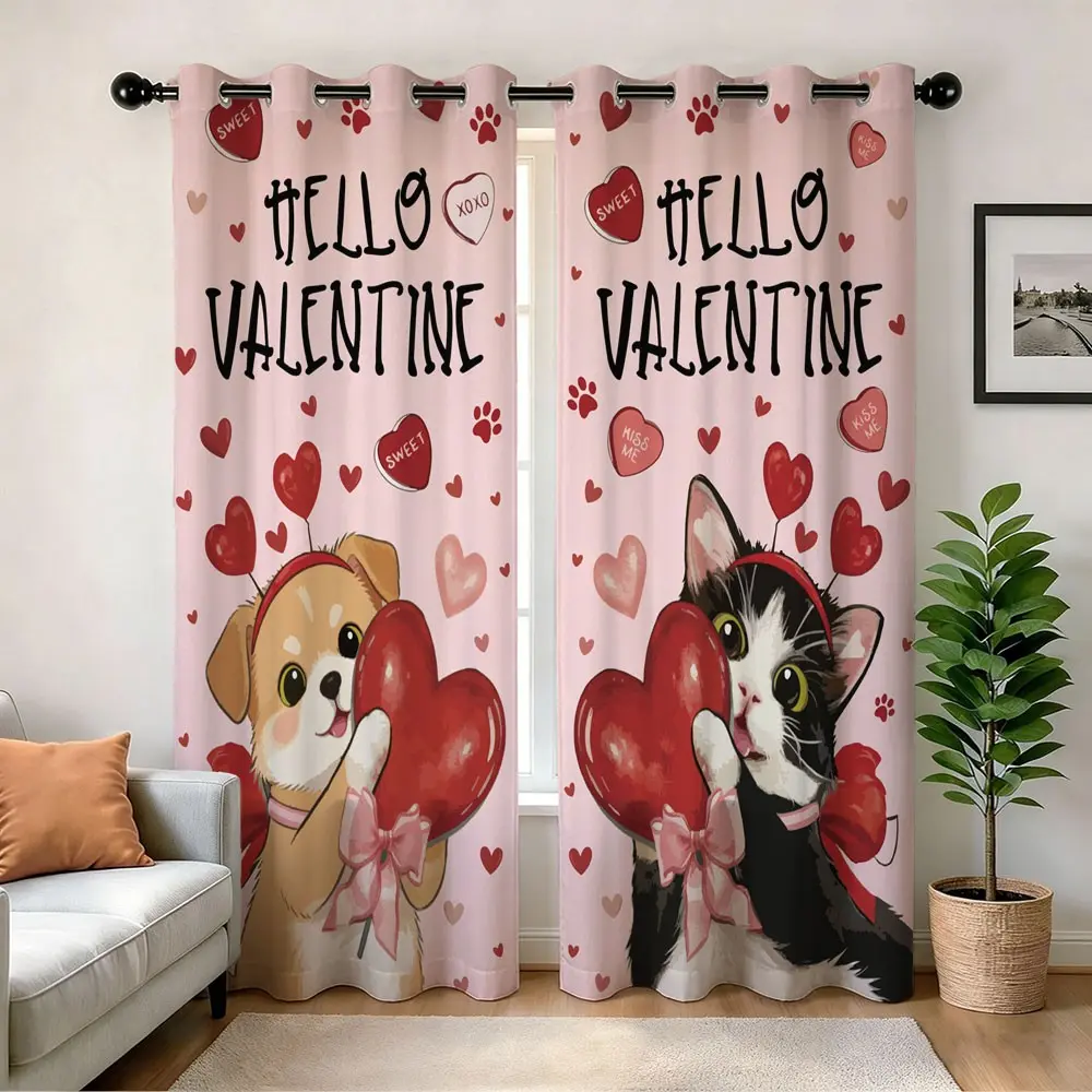 Half-Open Curtains, Cute Animal Print, Polyester Drapes, Easy Installation, Ideal for Home Office Balcony Decor
