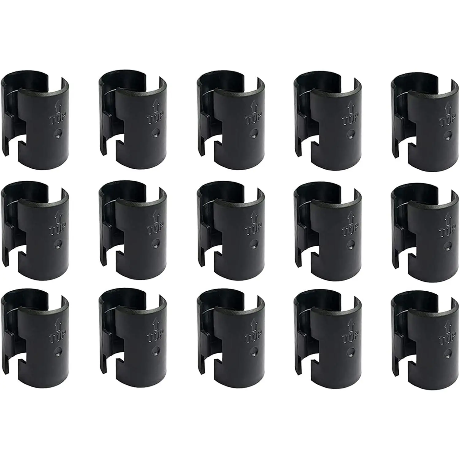 30 count 15 Pairs Wire Shelving Shelf Lock Clips for 1"  Black | Durable plastic rack sleeves replacements fits 1 inch metal poles with layer height adjustment stability