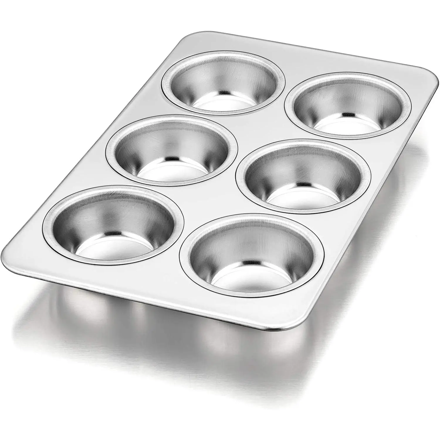 6-Cup Muffin Pan Tin, Stainless Steel Cupcake Pan, 1 count | Muffin Tin for Oven Baking, Dishwasher Safe, , Standard Size, Ideal for Homemade Muffin Cup Cake Tart Quiche