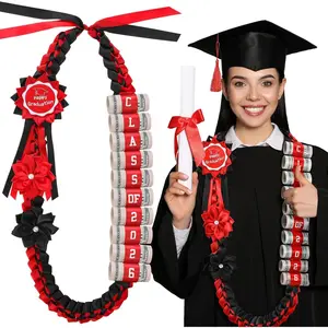 2026 Graduation Money Lei with Cash Holder 48 Inch Extra Long Braided Ribbon Lei DIY Graduation Garland for Cash Gifts Class of 2026 Grad Party Decorations