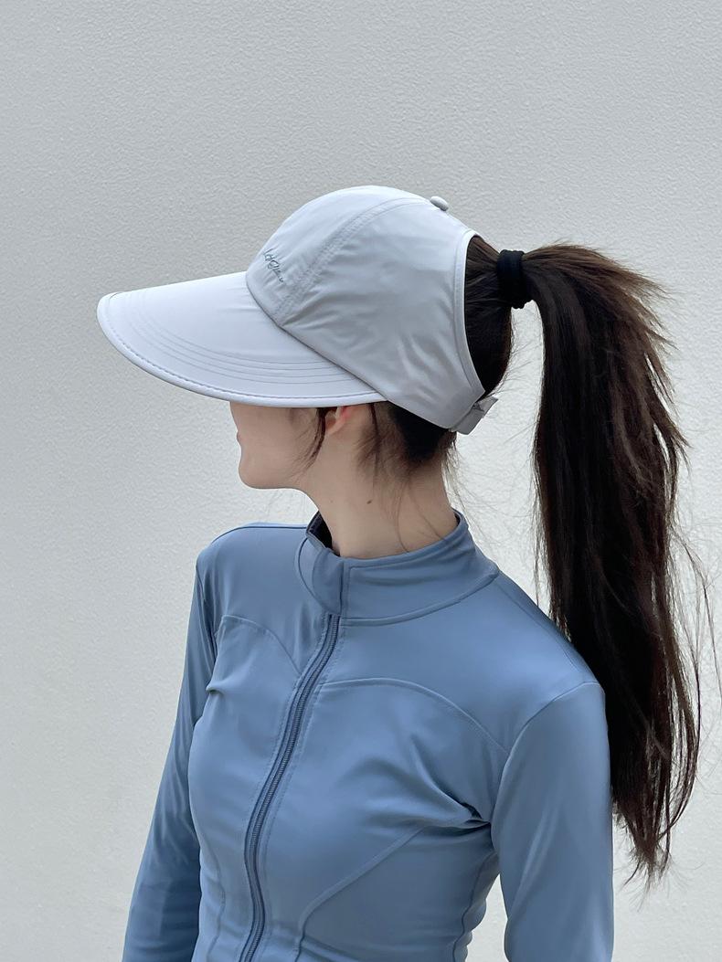 Women'S Wide-Brim Ponytail Sun Hat With Holes, Extra Coverage, Lightweight And Breathable, Suitable For Outdoor Travel, Beach Excursions, Daily Casual Wear, Unisex, UV Protection Fishing Sun Hat, Adjustable For Summer Leisure