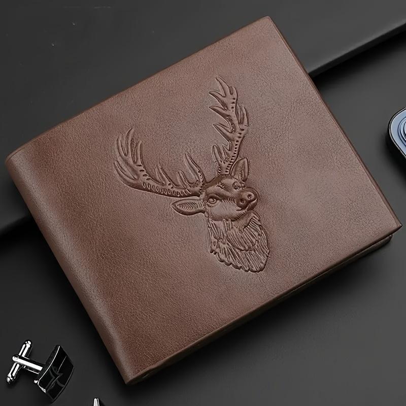 Christmas Men's Deer Head Pattern Wallet PU Leather Multi-Card Slot Men's Wallet Gift