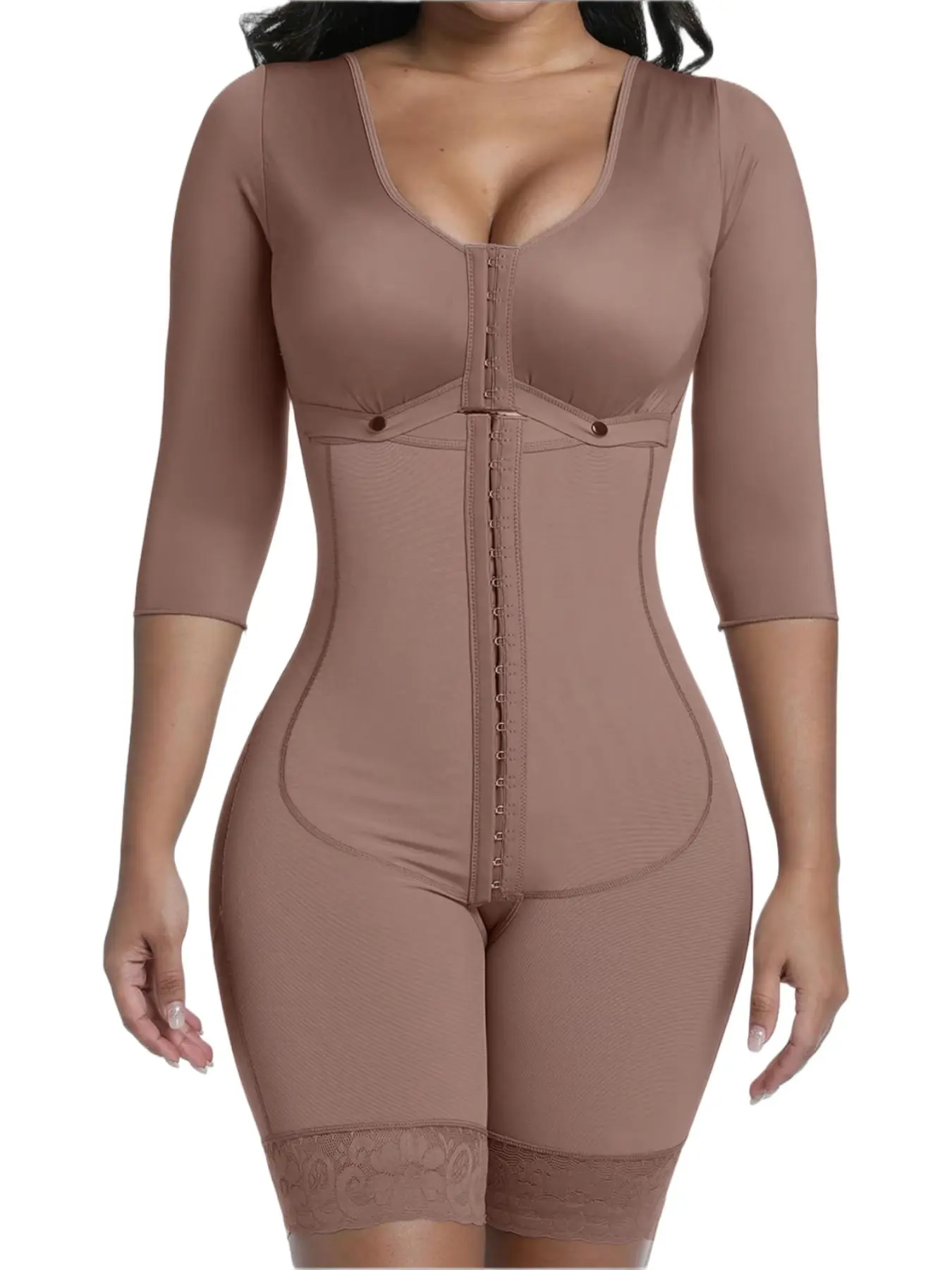 1 Count Women's Long Sleeve Colombian Shapewear, Fajas, Body Shaperwear With Adjustable Hooks, Butt Lifting And Tummy Control Shapewear Bodysuit, Long Sleeve Shapewear Bodysuit, Suitable For Training Or Sports, Black Friday