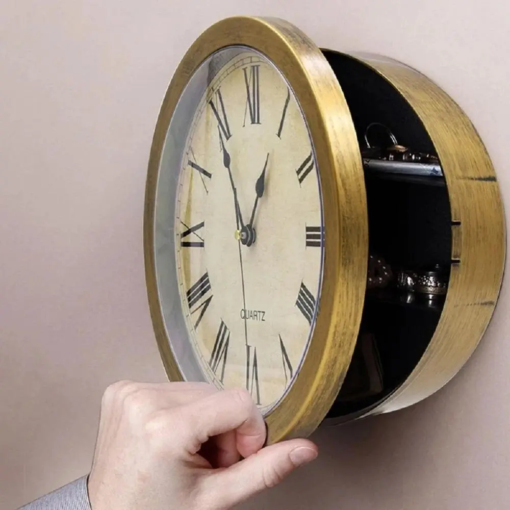 Wall Clock Safe Box, 1 Count Vintage Wall Clock with Hidden Secret Storage Box, Creative Safe Money Jewelry Valuables Storage Box, Decor, Creative Decorative Clock