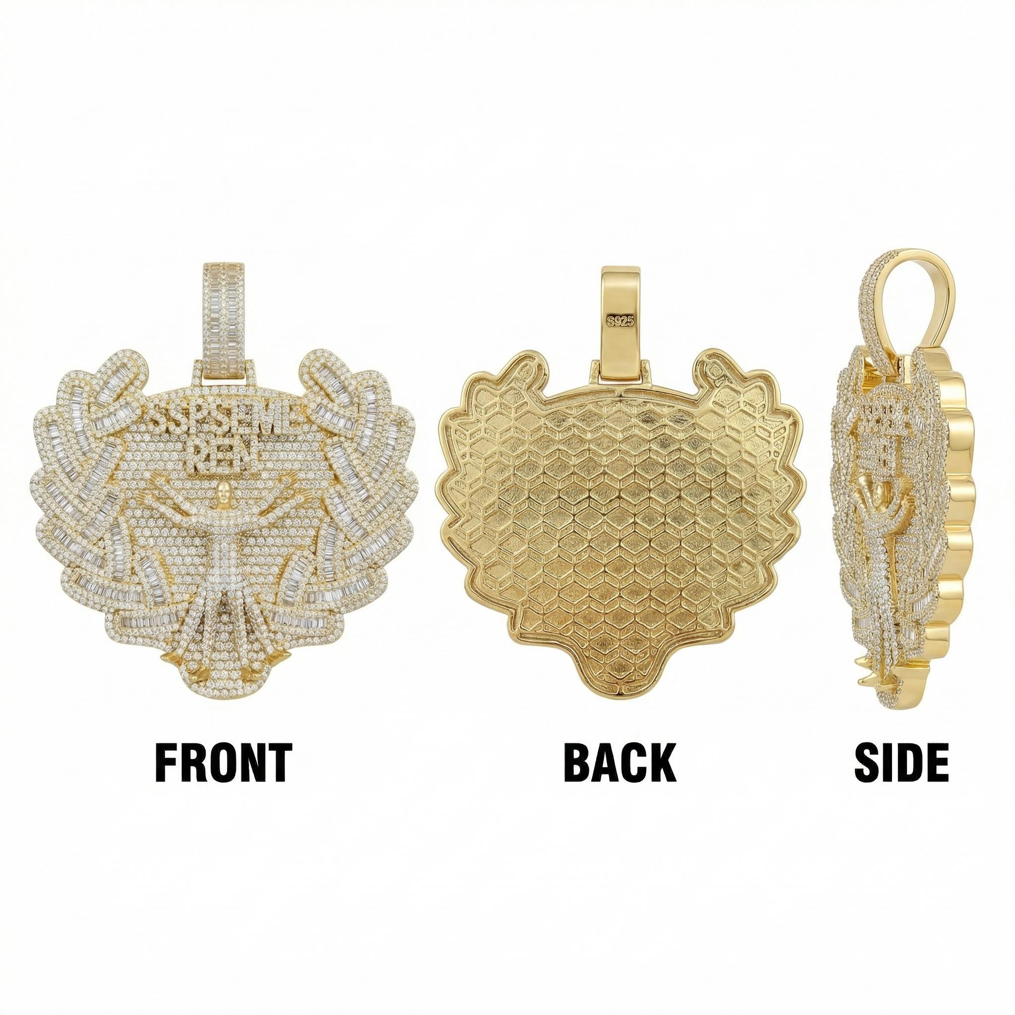 Diamond Pendant Necklace S925 Silver - 7CM Luxury Hip Hop Jewelry with Cuban Chain - Gold/Silver/Rose Gold - Men Women Street Style Bling Iced Out Pendant Diamond Pendant Necklace S925 Silver - 7CM Luxury Hip Hop Jewelry with Cuban Chain - Gold/Silver/Rose Gold - Men Women Street Style Bling Iced Out Pendant