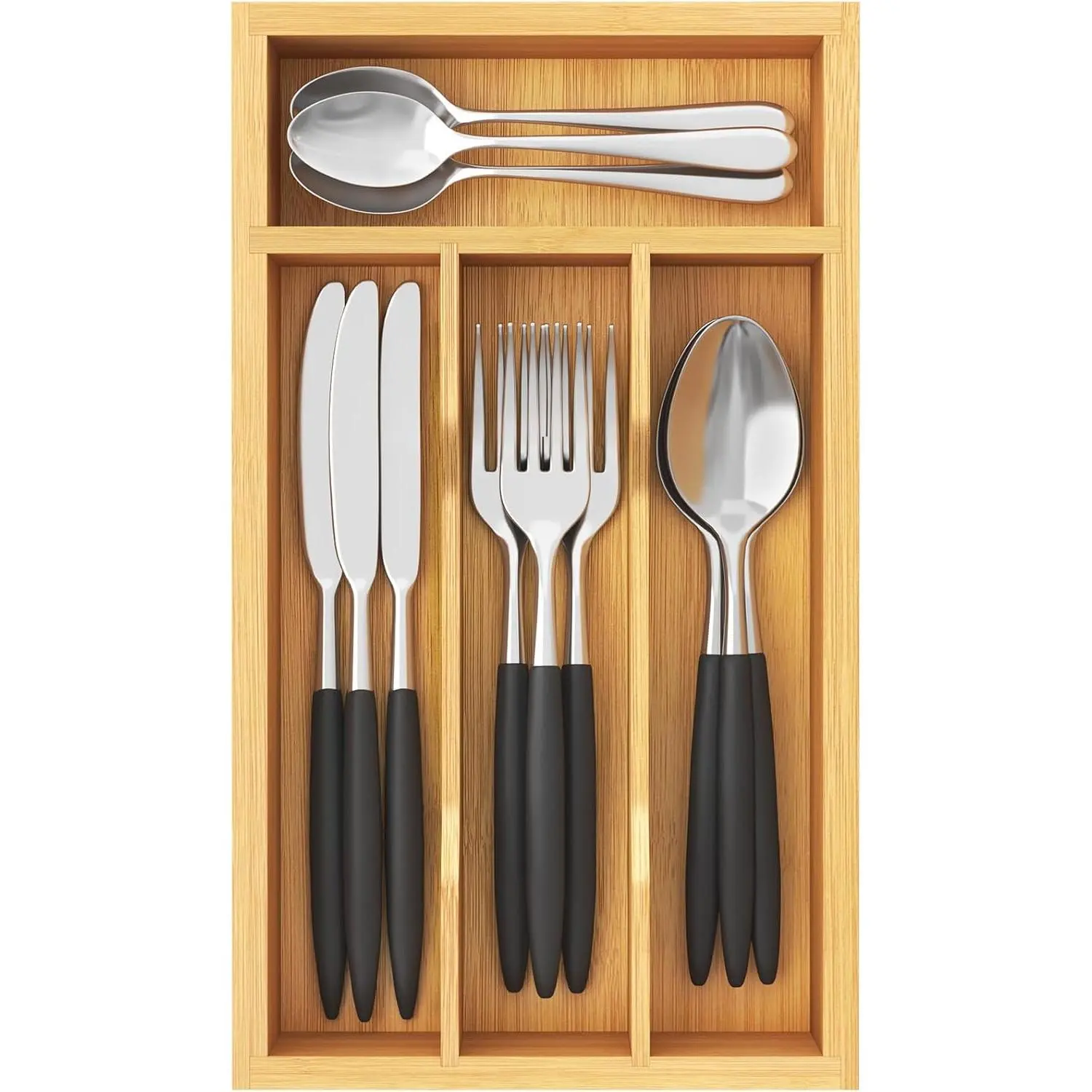Silverware Drawer Organizer, Expandable Utensil Tray for Kitchen, Flatware and Cutlery Holder,  Adjustable Storage for Spoons Forks , 6.9 x 12.8,