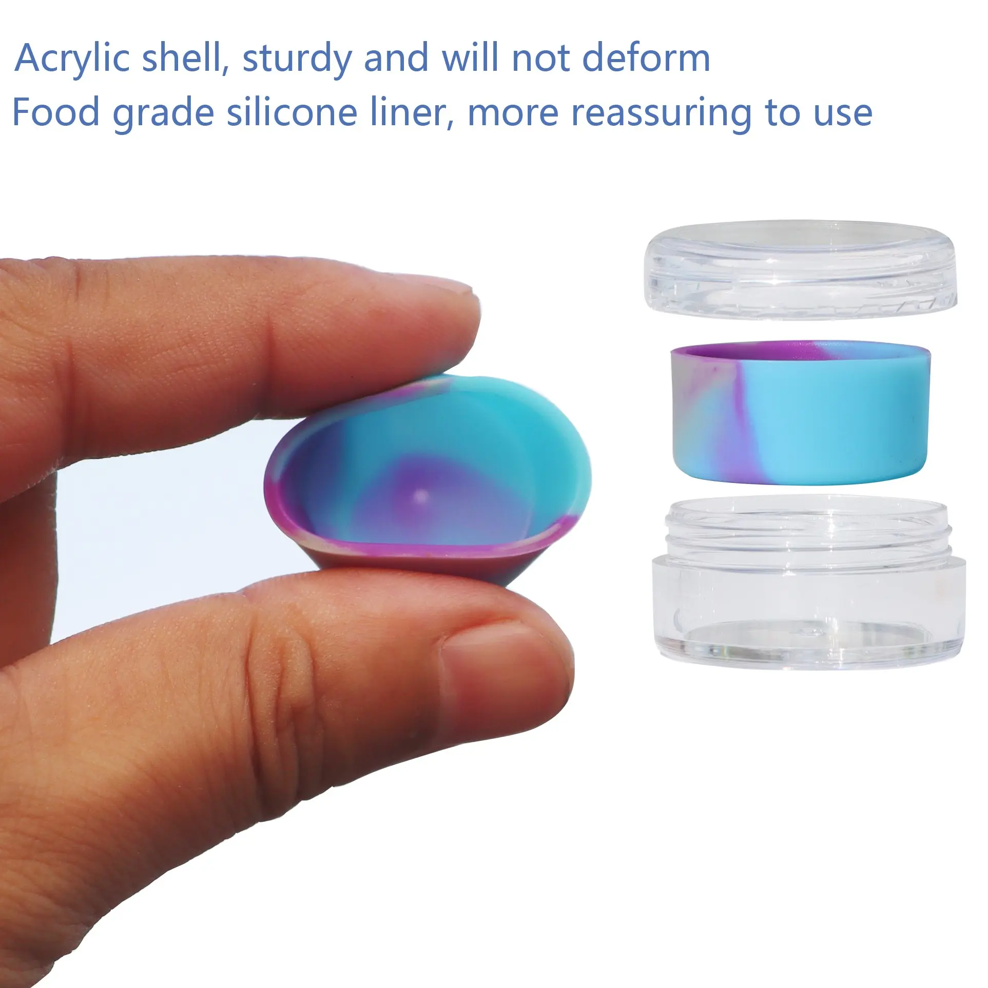 40pcs 5ML Acrylic Silicone Wax Containers Non-stick Silicone Wax Containers Multi Use Storage Jars Oil Concentrate Bottles for Home Kitchen Travel Assorted Colors Silicone Wax Jar Containers,Silicone Cosmetic Storage Box, Oil Classification Containe