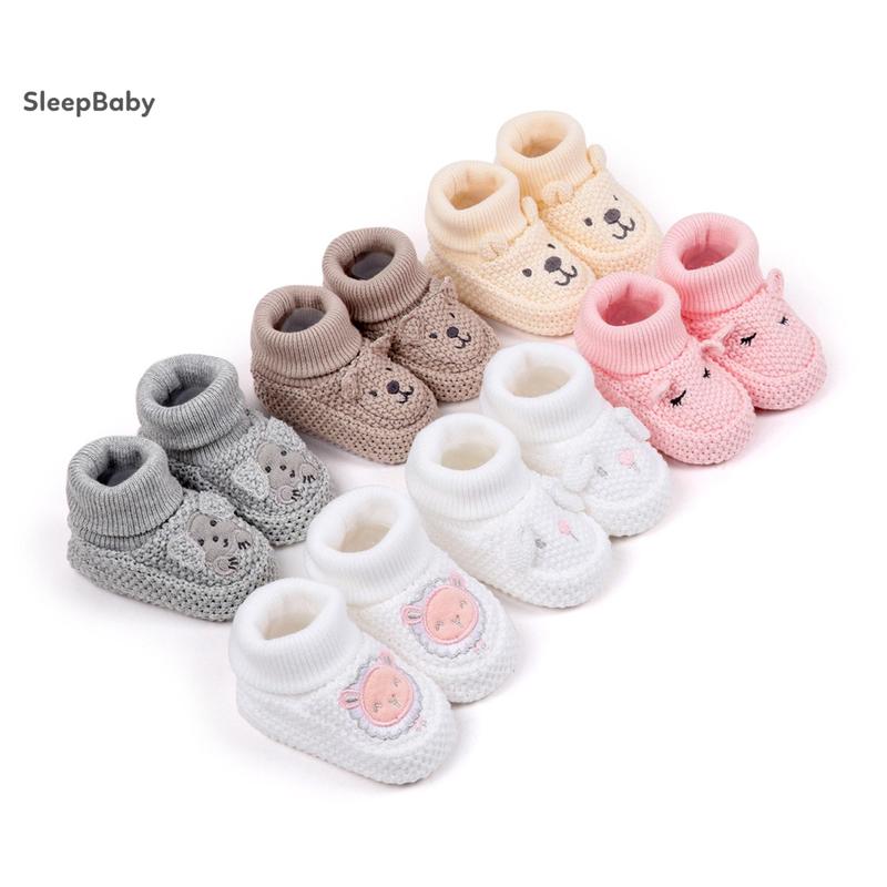 Knitted Baby Booties with Ears Soft Infant Boots Comfortable Winter Shoes for Boys and Girls