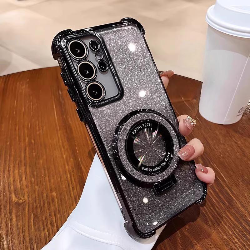 For Galaxy S25FE Case Luxury Glitter Bracket Case For Samsung S25 Ultra S24 Plus S23 A06 A16 A36 A56 A05 A15 A25 A35 A55 Cover