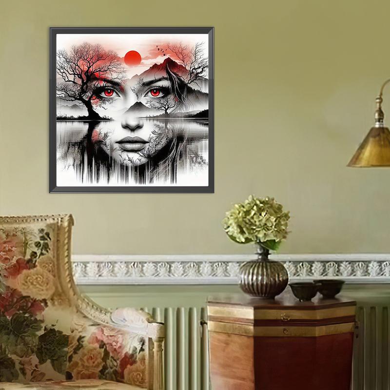 Paint By Numbers Kit On Canvas DIY Oil Art Silhouette Girl Face Picture40x40cm