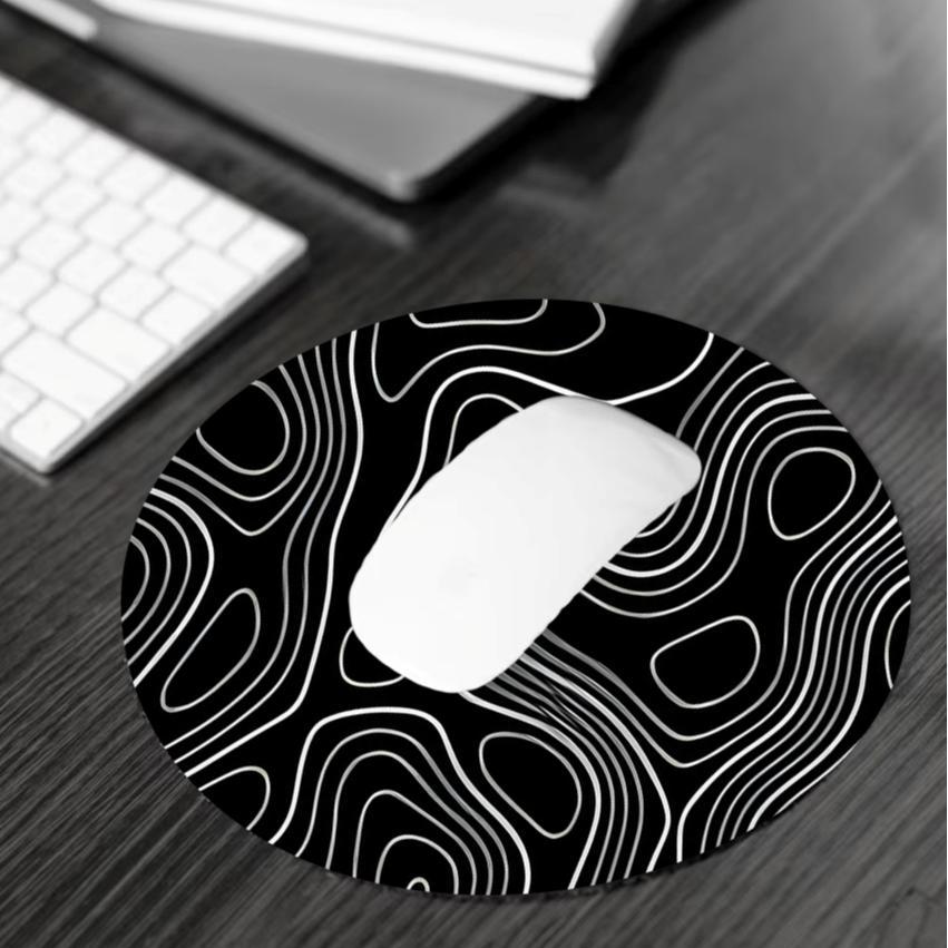 Abstract Terrain Line Pattern Mouse Pad, Rectangle Gaming Mouse Pad, Non-slip Rubber Pad, Aesthetic Desktop Decoration Protective Pad for Laptop, Desktop Computer Games, Desktop Accessory
