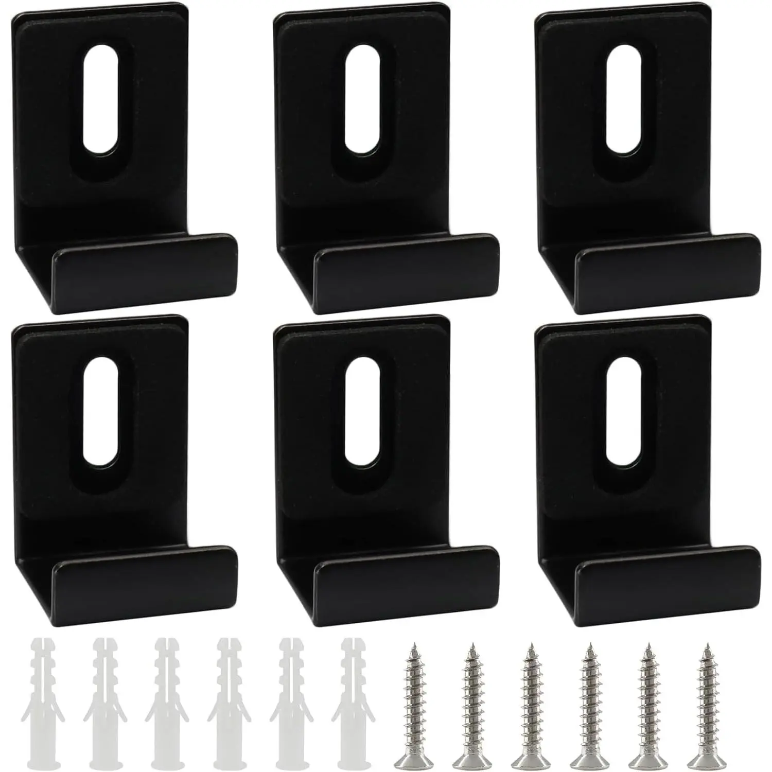 6 Pack 3/4 Inch Metal Mirror Clips, Heavy Duty Black Mirror Hanger Clip with Screws for Wall Mounting, Frameless Mirror Installation, Billboard Displays and Tile Display Hardware Kits