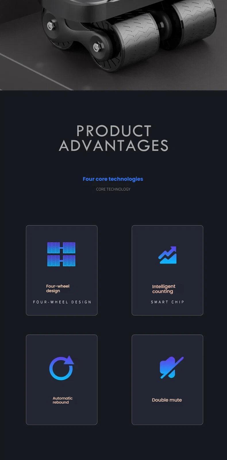 ab roller wheel workout Abdominal Fitness Wheel for Core Muscles Training Automatic Rebound Ab Roller with Timer